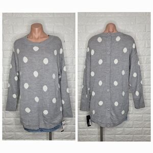 AGB Polka Dot Tunic Sweater with Button Details Down the Back NWT
